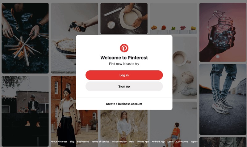 Sign up for a Pinterest account