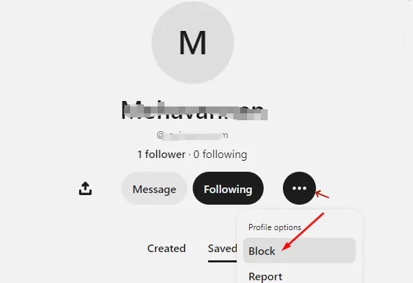 How to block a Pinterest user