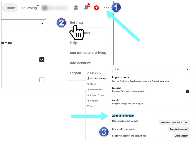 How to deactivate my Pinterest account on a computer