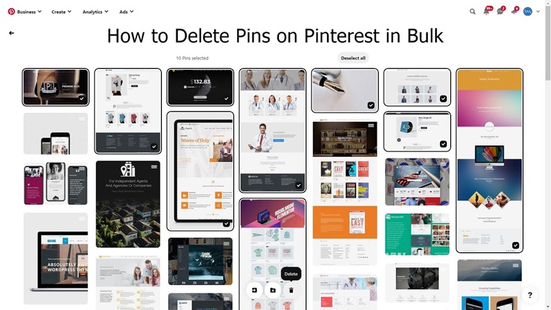 How to delete Pins on Pinterest using a computer