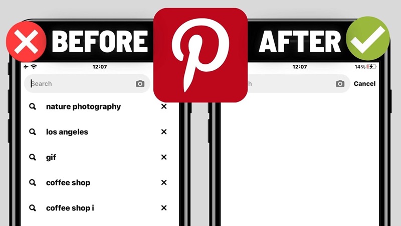 How do I delete my search history on Pinterest using a phone?