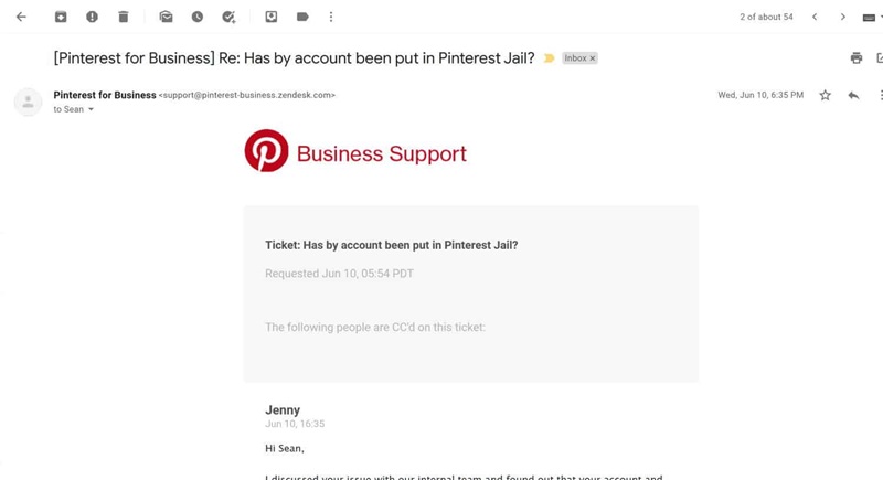 Send Pinterest Support Email